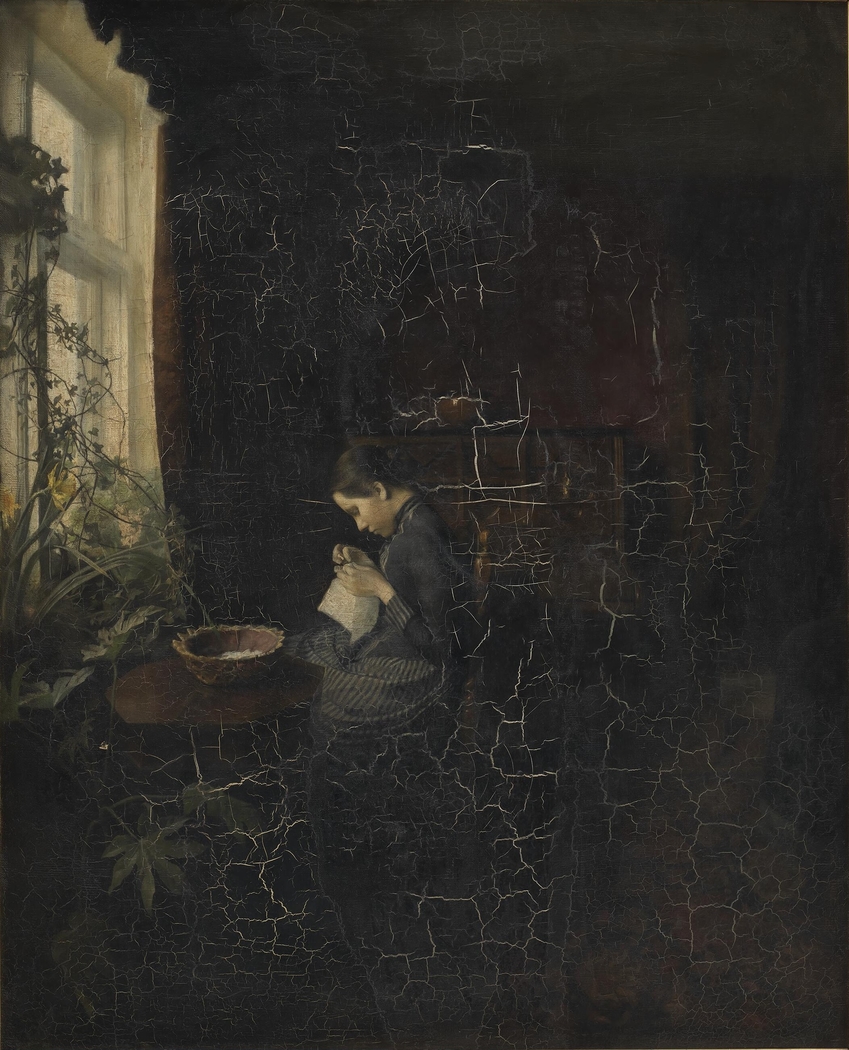Interior with a Girl Sewing