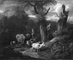 Italian Scenery with Cattle by Jacob van Huchtenburg
