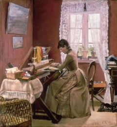 Johanne Wilde at Her Loom by Laurits Andersen Ring