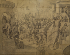 Kaiser Karl mit dem Heer der Franken in Paris by Julius Schnorr von Carolsfeld