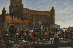 Karl Knutson Bonde Leaving Vyborg Castle for the Royal Election in Stockholm 1448 by Severin Falkman