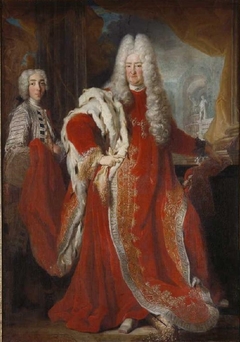 Kurfürst Karl III. Philipp von der Pfalz als Ordensgroßmeister mit Page by Pierre Goudreaux