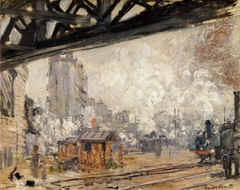 La Gare Saint-Lazare, vue extérieure by Claude Monet