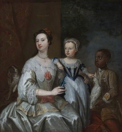 Lady Grace Carteret, Countess of Dysart (1713-1755) with a Child (possibly Lady Frances Tollemache [1738 - 1807]), a Black Servant, Cockatoo and Spaniel