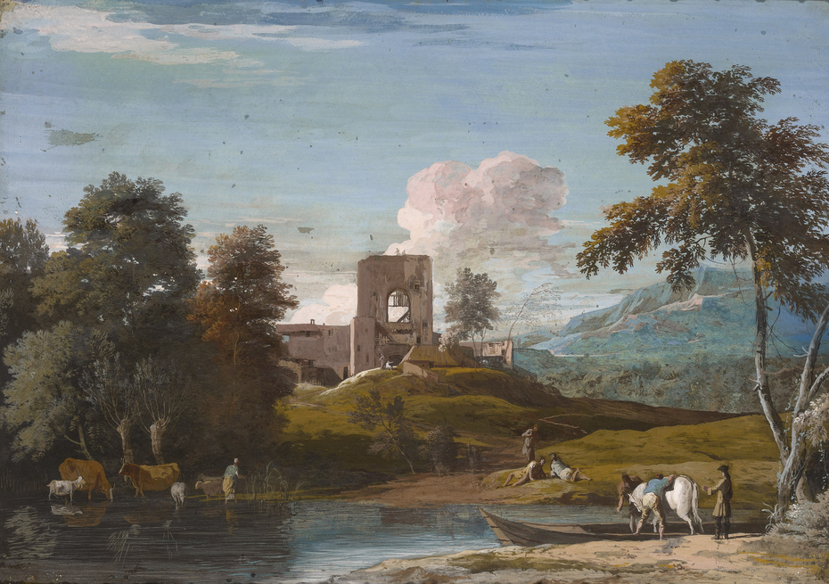 Landscape with a Horse being Ferried across a Stream