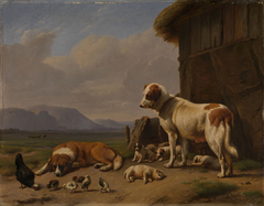 Landscape with Dogs and Chickens in a Farmyard