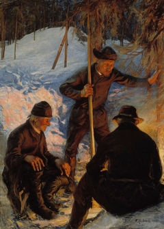 Lumberjacks around a Campfire by Pekka Halonen