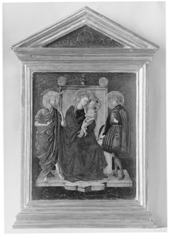 Madonna and Child Enthroned with Saint John the Baptist and Another Saint by Anonymous