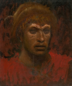 Man in Red Shirt and Hat with Feather