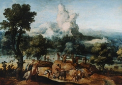 Moses striking the Rock by Flemish School