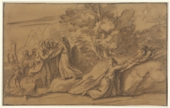 Mozes ontvangt de tafelen der wet by Polidoro da Caravaggio