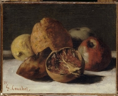 Nature morte aux fruits : pommes et grenades by Gustave Courbet