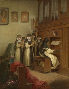 Nuns Singing in the Chapel of Lichtenthal Convent, Baden by Johann Grund