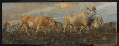 Oxen Plowing by Ettore Tito