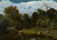 Paisagem à beira rio (atribuído) by Adolphe Martial-Potémont