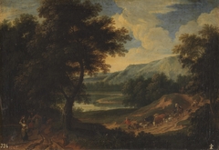 Paisaje con pastores y ganado by Adriaen Frans Boudewyns