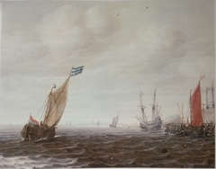Pier with Ships by Justus de Verwer