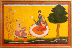 Poet Jayadeva is worshipping Radha and Krishna by Manaku