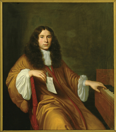 Portrait of an unknown man at a harpsichord by Abraham Ragueneau