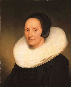Portrait of Johanna van Diemen, aged 57, bust-length, in a cartwheel ruff