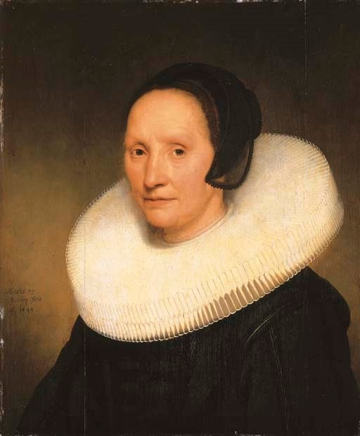 Portrait of Johanna van Diemen, aged 57, bust-length, in a cartwheel ruff