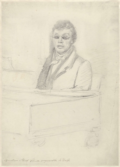 Portret van Sloos, blinde organist te Delft, aan het orgel by Unknown Artist