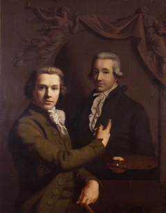 Portret van Willem Bartel van der Kooi, schilderende portret van overleden vriend Dirk Jacobs Ploegsma by Willem Bartel van der Kooi