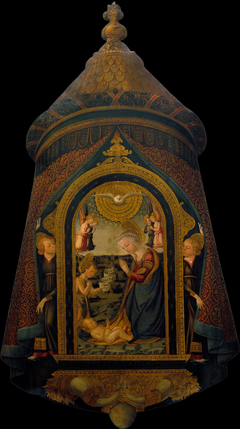 Processional Standard with the Adoration of the Child by the Virgin, Saint John Baptist and Angels
