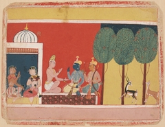 Rama and Lakshmana Converse with Atri at His Ashram While Sita Talks to his Wife, Anasuya; from a Ramayana series by Anonymous