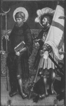 Rechter Flügel eines Altares: Hll. Wilhelm von Maleval und Georg Rückseite: Johannes auf Patmos by Anonymous