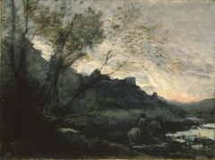 Rider in the Water by Jean-Baptiste-Camille Corot