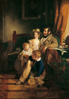 Rudolf von Arthaber and his childs Rudolf, Emile and Gustav by Friedrich von Amerling