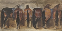 Rustende paarden op stal by Joseph Zephyris Gengembre