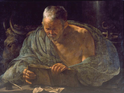 Saint Luke writing the gospel