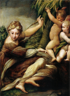 Saint with two angels by Parmigianino