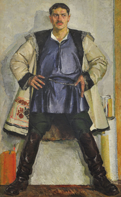 Self-portrait in a white coat by Fedir Krychevsky