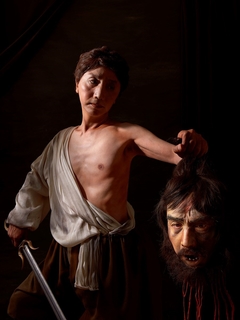 Self-Portraits through Art History (Two Caravaggios / David Painting Goliath) by Yasumasa Morimura