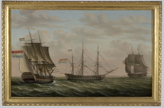 Ship of the line "Staten-Generaal" at sea by Engel Hoogerheyden