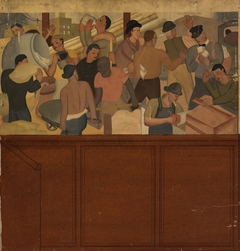 Shipping and Construction (mural study, Huntington Park, California Post Office) by Norman S Chamberlain