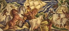 South County Life in the Days of the Narragansett Planters (mural study, Wakefield, Rhode Island Post Office) by Ernest Hamlin Baker