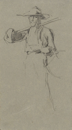 Staande man met hoed en bepakking by George Hendrik Breitner