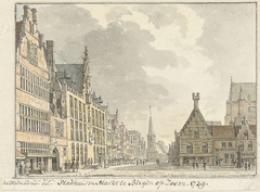 Stadhuis en Markt te Bergen op Zoom by Abraham de Haen II