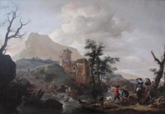 Stag Hunt in a River by Philips Wouwerman
