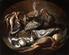 Still Life with Dead and Living Fowl by Jacob van der Kerckhoven