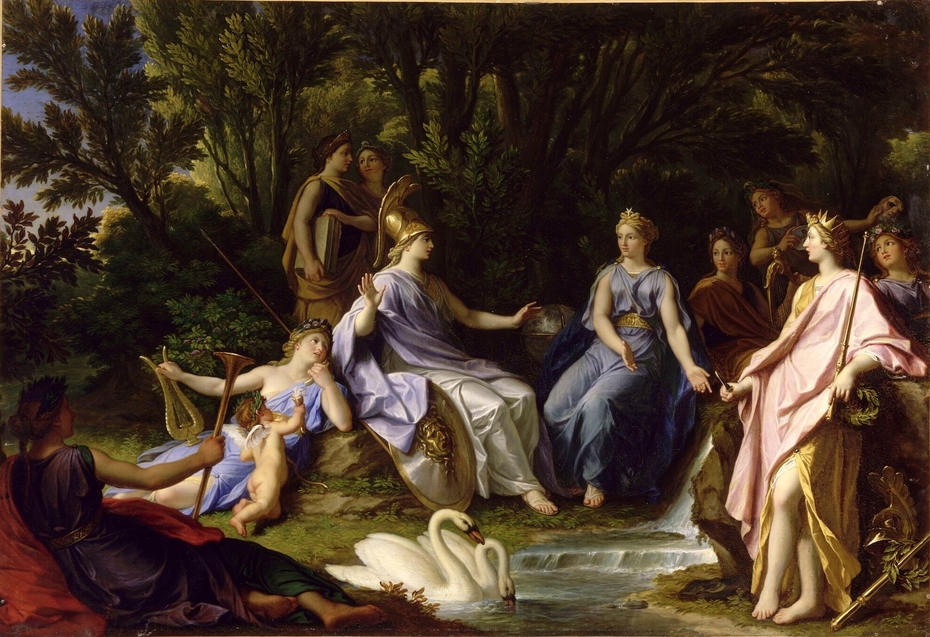 Story of Minerva - The Muses Showing Minerva Hippocrene Waters of the River that Brings Out Pegasus