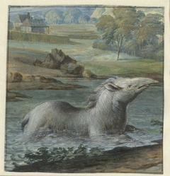 Tapir in het water by Willem Hendrik Wilhelmus van Royen