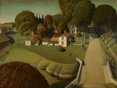 The Birthplace of Herbert Hoover, West Branch, Iowa by Grant Wood