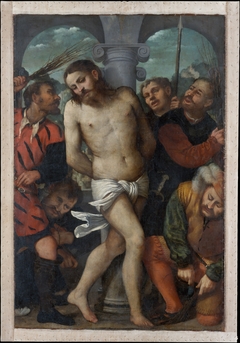 The Flagellation; (reverse) The Madonna of Mercy by Girolamo Romanino
