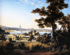 The town's silhouette of Potsdam over Glienicke by Carl Daniel Freydanck