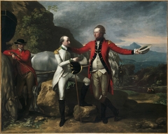 Two Officers and a Groom in a Landscape